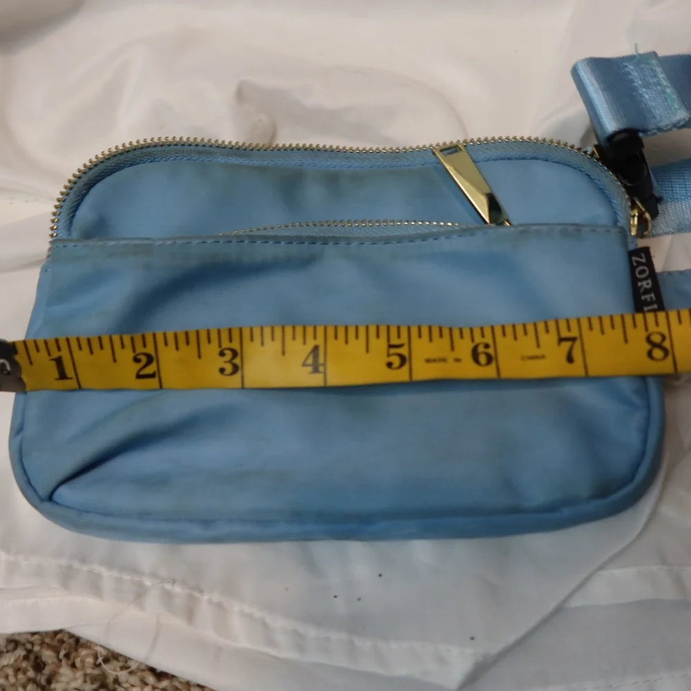 ZORFIN Powder Blue Fanny Pack Women's Fashion Waist Belt Bag 4 Zipper Pockets